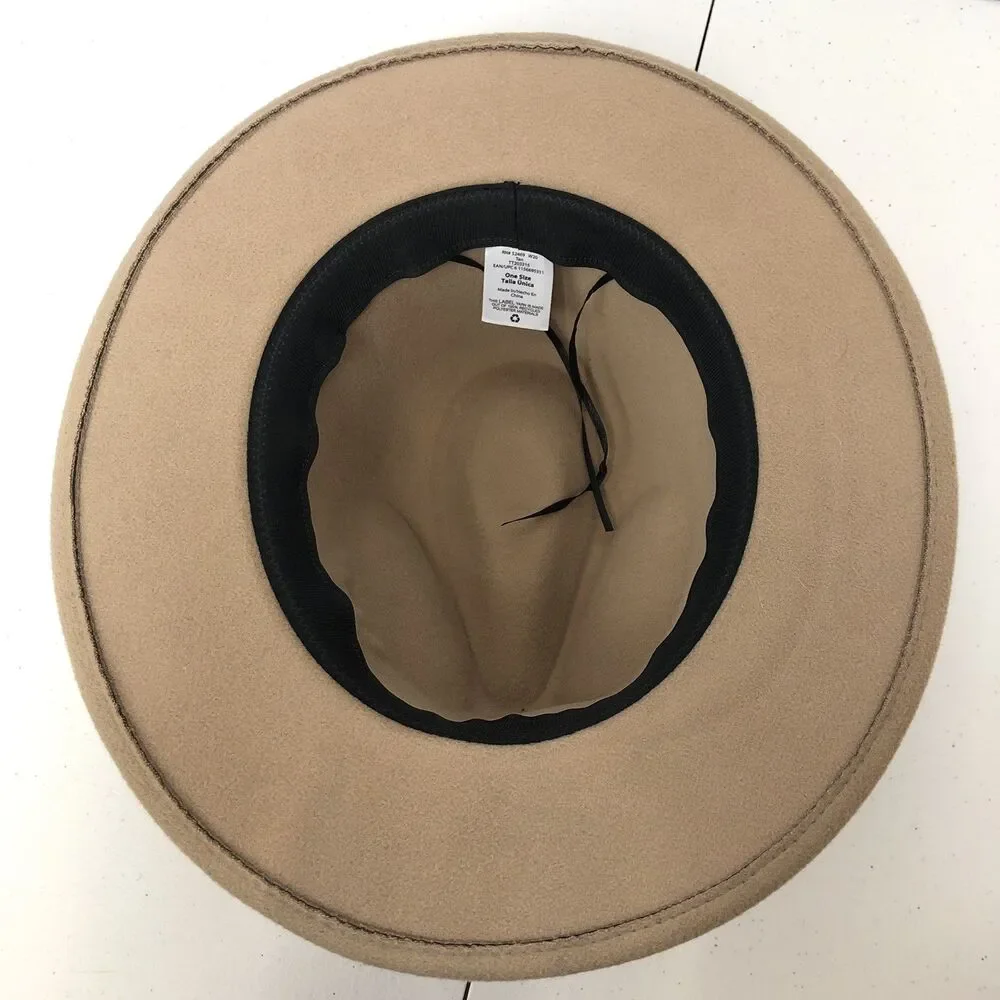 Fedora Hat Womens One Size OS Tan Felt Time And Tru 2.5